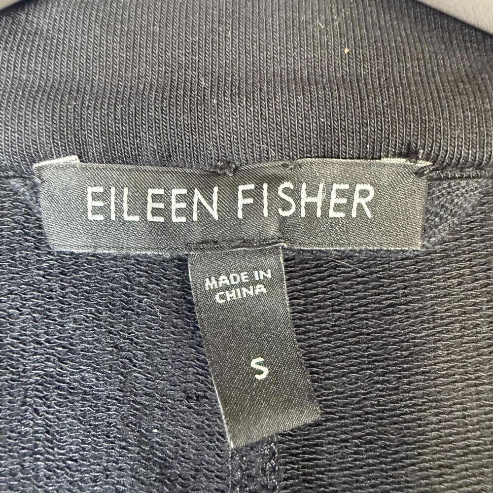 Eileen Fisher Women's Size Small Black Cotton Peacoat Jacket - Picture 2 of 8
